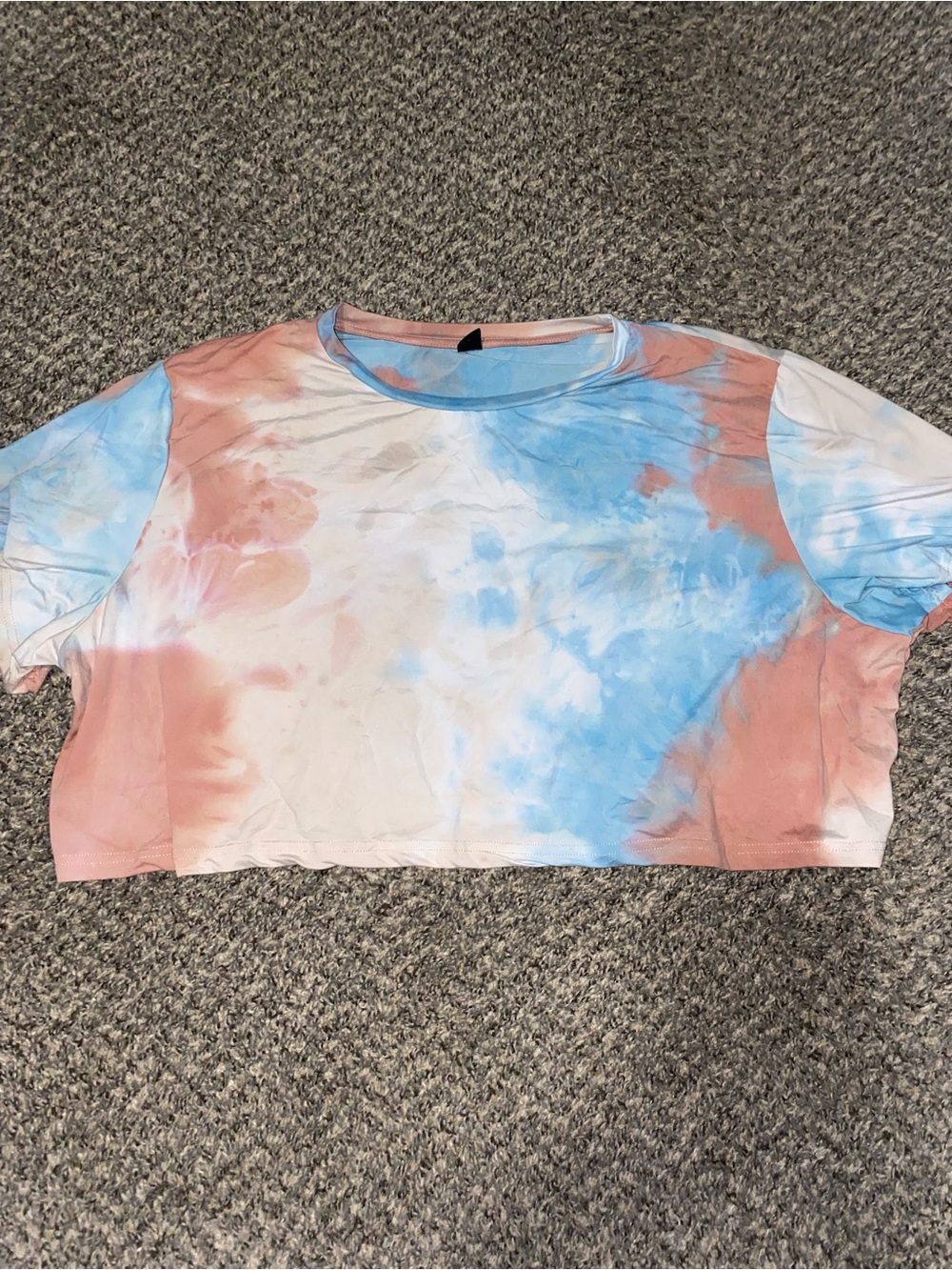 SHEIN Blue & Peach Tie-Dye Crop Tee - Women Tops
